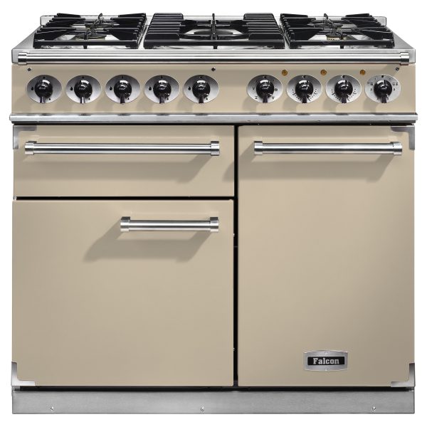 Falcon F1000DXDFCR/C 1000 Deluxe Dual Fuel Range Cooker in Cream and Chrome
