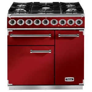 Falcon F900DXDFRD/N Deluxe 90cm Dual Fuel Range Cooker in Cherry Red and Nickel