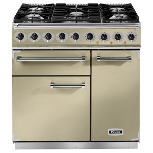 Falcon F900DXDFCR/C Deluxe 90cm Dual Fuel Range Cooker in Cream and Chrome