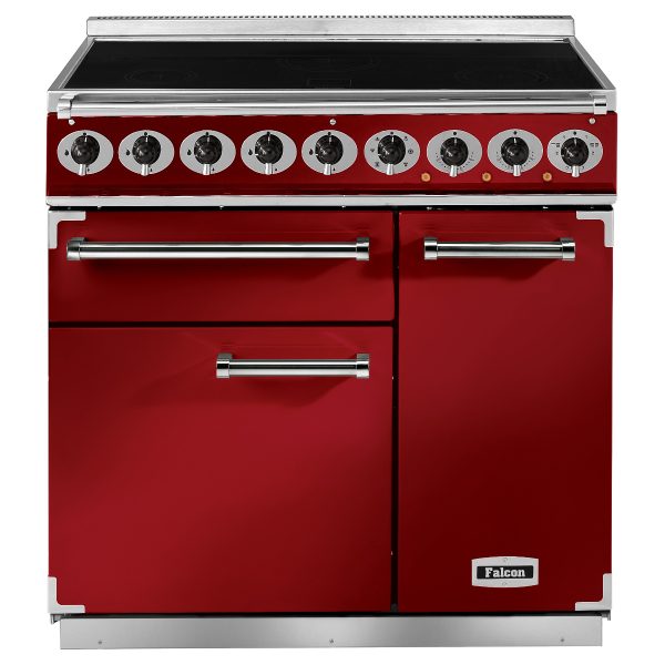 Falcon F900DXEIRD/N Deluxe 90cm Induction Range Cooker in Cherry Red and Nickel