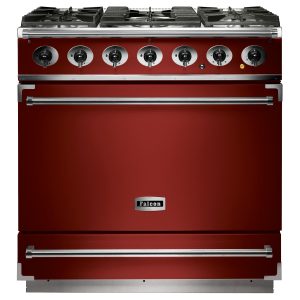Falcon F900SDFRD/N 90cm Single Cavity Dual Fuel Range Cooker in Cherry Red with Nickel