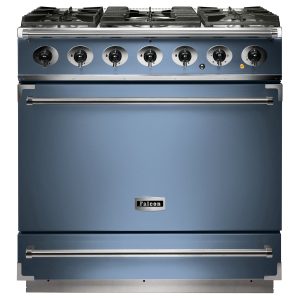 Falcon F900SDFCA/N 90cm Single Cavity Dual Fuel Range Cooker in China Blue and Nickel