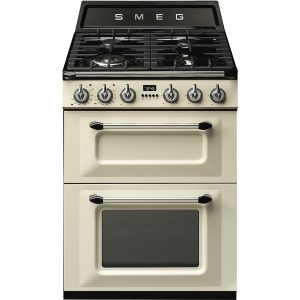 Smeg 60cm "Victoria" Traditional Dual fuel 2 cavity Cooker with Gas hob, Cream enamel finish Energy rating A/A TR62P