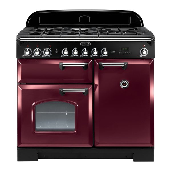 Rangemaster CDL100DFFCY/C Classic Deluxe 100 Dual Fuel Range Cooker – Cranberry & Chrome