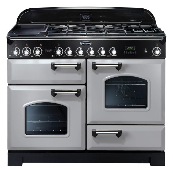Rangemaster CDL110DFFRP Classic Deluxe 110 Dual Fuel Range Cooker – Royal Pearl & Chrome
