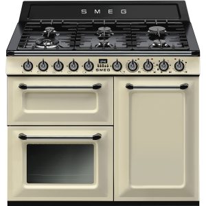 Smeg TR103P New Victoria Aesthetic 100cm Traditional Dual fuel 3 cavity Cooker with Gas hob, Cream