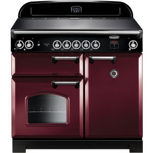 Rangemaster CLA100EICY/C Classic 100cm Induction Range Cooker Cranberry with Chrome Handles