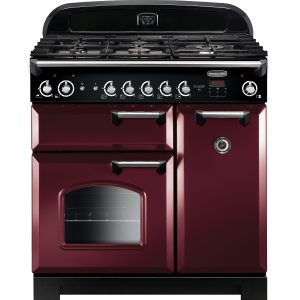 Rangemaster CLA90NGFCY/C Classic 90 All Natural Gas Range Cooker – Cranberry & Chrome