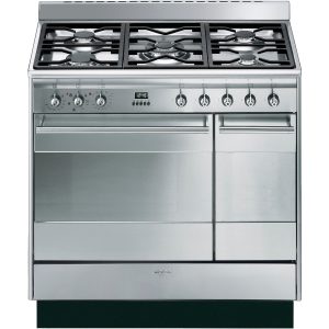 Smeg SUK92MX9-1 90cm Concert Cooker with Double Oven and Gas hob, Stainless Steel