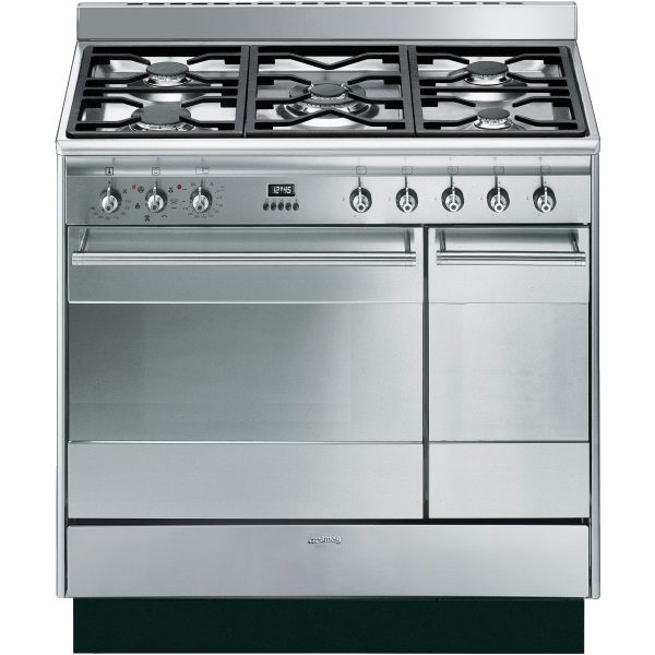 Smeg SUK92MX9-1 90cm Concert Cooker with Double Oven and Gas hob, Stainless Steel