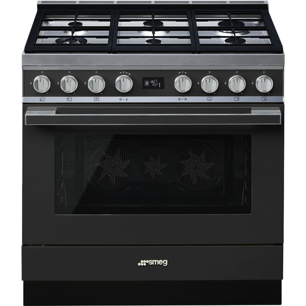 Smeg CPF9GPAN Portofino Aesthetic 90cm Cooker with Pyrolytic Multifunction Oven and Gas hob, Anthracite
