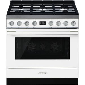 Smeg CPF9GPWH Portofino Aesthetic 90cm Cooker with Pyrolytic Multifunction Oven and Gas hob, White
