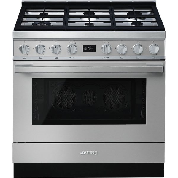 Smeg CPF9GPX Portofino Aesthetic 90cm Cooker with Pyrolytic Multifunction Oven and Gas hob, Steel