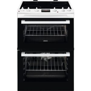 Zanussi ZCV66078WA 60cm Electric Double Oven with Ceramic Hob – White – A/A Rated
