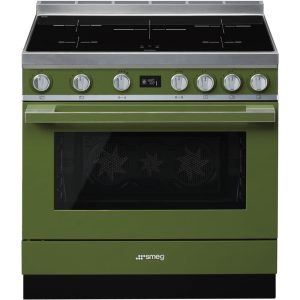 Smeg CPF9IPOG 90cm Portofino Olive Green Cooker with Pyrolytic Multifunction Oven and Induction hob