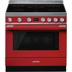 Smeg CPF9IPR 90cm Portofino Red Cooker with Pyrolytic Multifunction Oven and Induction hob