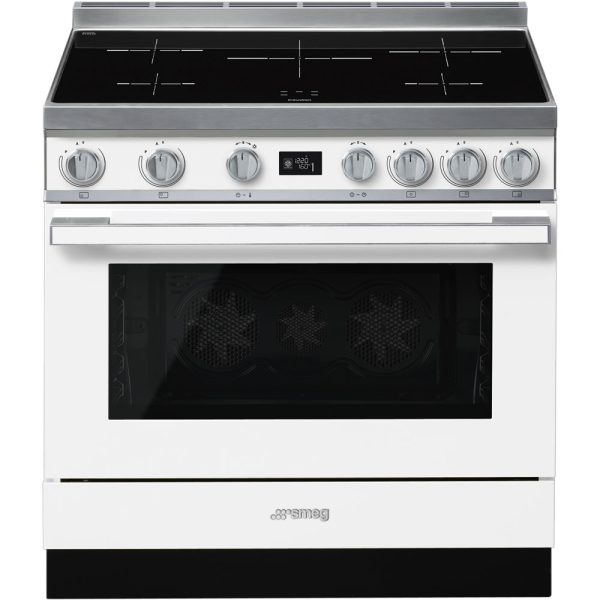 Smeg CPF9IPWH 90cm Portofino White Cooker with Pyrolytic Multifunction Oven and Induction hob
