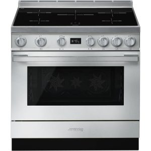 Smeg CPF9IPX 90cm Portofino Steel Cooker with Pyrolytic Multifunction Oven and Induction hob