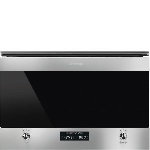 Smeg MP322X1 Classic Microwave Oven with electric grill and set of Cucina control knobs included, Stainless Steel & Eclipse Glass