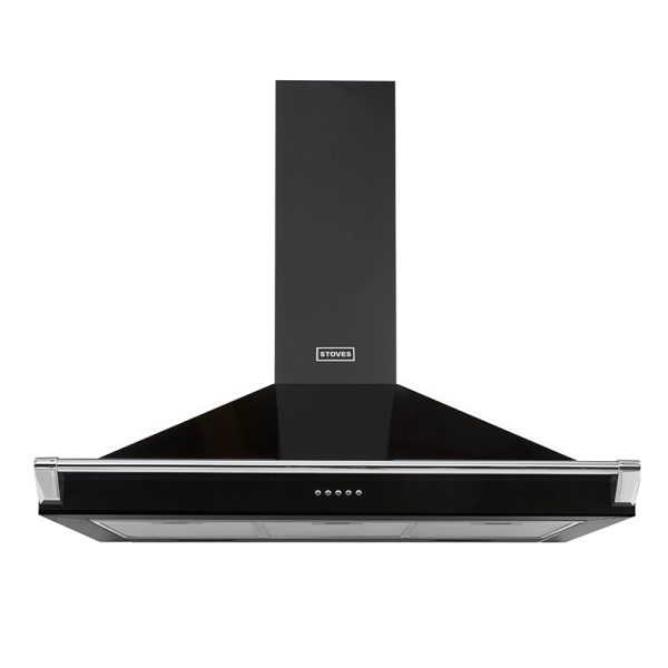 Stoves Richmond Chimney and Rail 900 444410243 90cm Black Chimney and Rail Extractor Hood