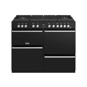 Stoves Precision Deluxe S1100DF GTG 444410753 Gas-Through-Glass Hob, Conventional Oven & Grill 110cm Black Range Cooker