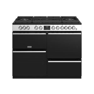 Stoves Precision Deluxe S1100DF GTG 444410754 Gas-Through-Glass Hob, Conventional Oven & Grill 110cm Stainless Steel Range Cooker