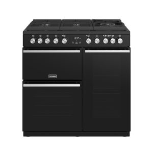 Stoves Precision Deluxe S900DF GTG 444410749 Gas-Through-Glass Hob, Conventional Oven & Grill 90cm Black Range Cooker