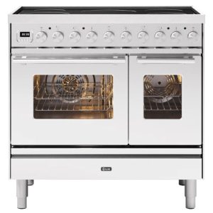 Ilve PDI09WE3SS 90cm Roma Induction Twin Oven Range Cooker In Stainless Steel