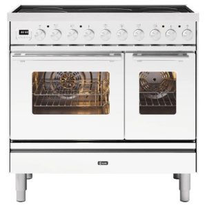 Ilve PDI09WE3WH 90cm Roma Induction Twin Oven Range Cooker In White