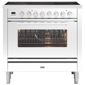 Ilve PI09WE3WH 90cm Roma Induction Single Oven Range Cooker In White