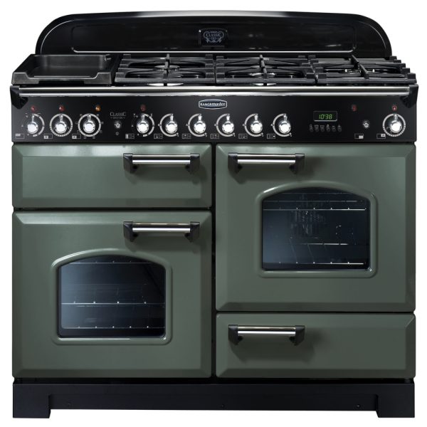 Rangemaster CDL110DFFMG/C Classic Deluxe 110 Dual Fuel Range Cooker – Mineral Green