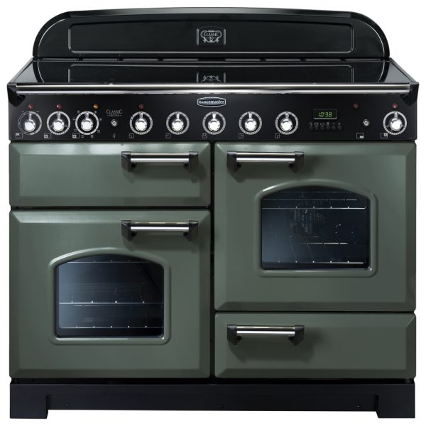 Rangemaster CDL110EIMG/C Classic Deluxe 110 Induction Range Cooker – Mineral Green & Chrome