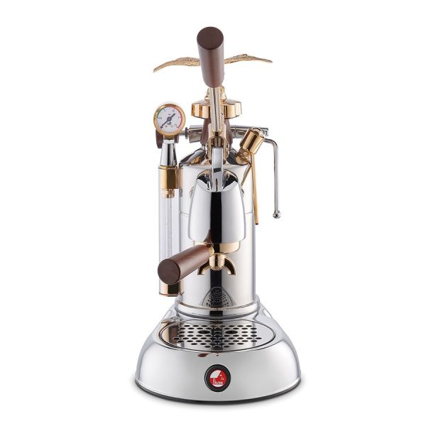La Pavoni LPLEXP01UK Expo 2015 Lever Coffee Machine Stainless Steel Gold and Wood