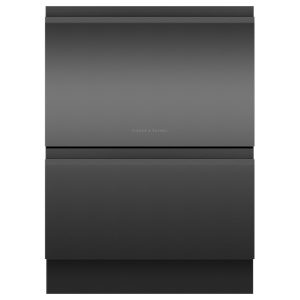 Fisher & Paykell DD60D4HNB9 60cm Black with Stainless Steel Built-under Double DishDrawer Dishwasher